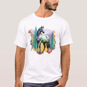 自然の中の馬のベクトル威厳のある動物 Tシャツ