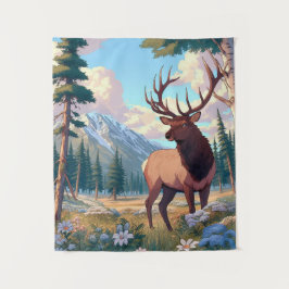 自然の中の鹿 タペストリー