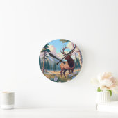 自然の中の鹿 ラウンド壁時計 (ホーム)