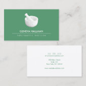 自然の健康、ヒーラーモルタルと緑の上のすり 名刺 (正面/裏面)
