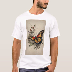自然の優雅さ:生き生きとした蝶イラストレーション Tシャツ