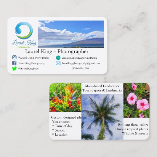 自然の写真撮影 名刺 (正面/裏面)