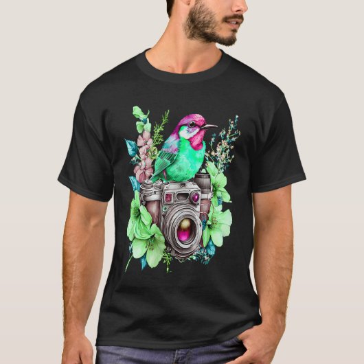 自然の写真 花と鳥を愛する腕時計 C Tシャツ (正面)