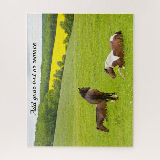 自然の写真、草原に生えている茶色の馬: ジグソーパズル (縦)