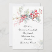 自然の冬のクリスマス フローラル キリスト教の結婚式 招待状 (裏面)