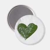 自然の冬の雪ロマンチックな愛のハート マグネット (正面/裏面)