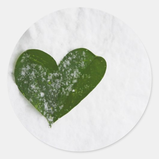 自然の冬の雪ロマンチックな愛のハート ラウンドシール (正面)