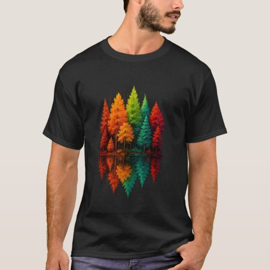 自然の反射 森の木々 アウトドア 野生生物 1 Tシャツ (正面)