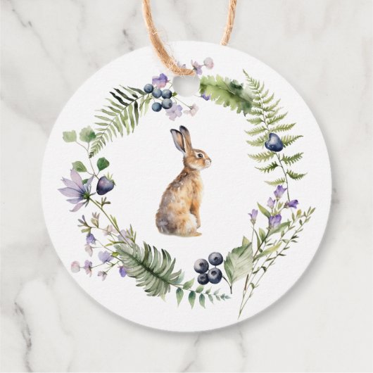 自然の喜びウサギ赤ちゃんシャワーお気に入りギフトラベル フェイバータグ (裏面)