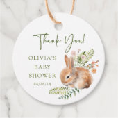 自然の喜びバニーベビーシャワーお気に入りギフトラベル フェイバータグ (正面)