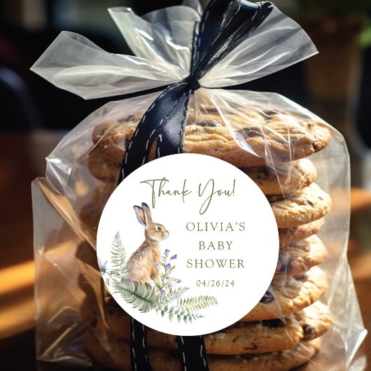 自然の喜び ウサギのベビーシャワーステッカー ラウンドシール
