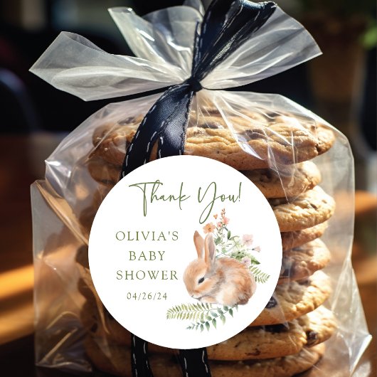 自然の喜び ウサギのベビーシャワー ラウンドシール