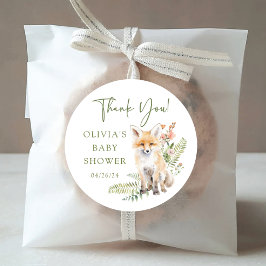 自然の喜び キツネのベビーシャワー ラウンドシール