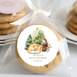 自然の喜び キツネのベビーシャワー ラウンドシール