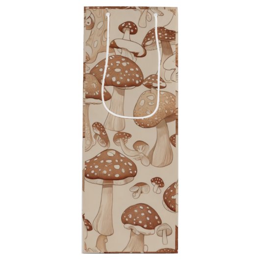 自然の喜び：キノコをテーマにしたアートワーク ワインギフトバッグ (正面)