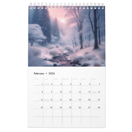 自然の壮麗な年i2025穏やかな植物園 カレンダー (2月 2026)