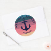 自然の夕日。いかり。ウェルカムアボード ラウンドシール (封筒)