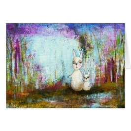 自然の学校、ママおよびベビーのウサギの抽象美術