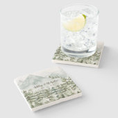 自然の山と水彩画 ストーンコースター (横)