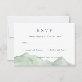 自然の山の水の色結婚の応答RSVP 出欠カード