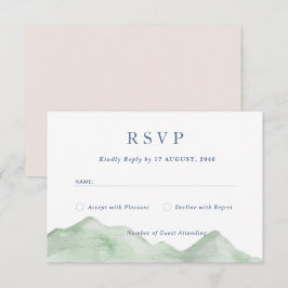 自然の山の水の色結婚の応答RSVP 出欠カード