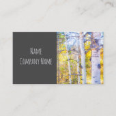 自然の山の《植物》アスペンの木の秋の黄色に灰色 名刺 (正面)