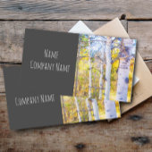 自然の山の《植物》アスペンの木の秋の黄色に灰色 名刺