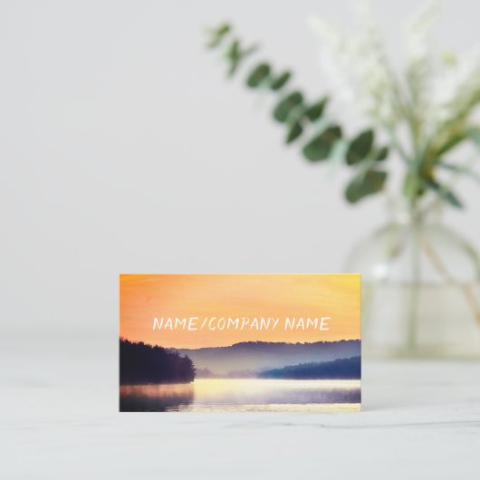 自然の山林が日の出の風景 名刺 (スタンド正面)