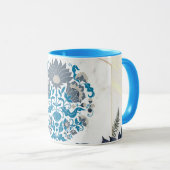 自然の平和ティール(緑がかった色)マンダラグラフィックアート マグカップ (正面右)