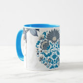 自然の平和ティール(緑がかった色)マンダラグラフィックアート マグカップ (正面左)