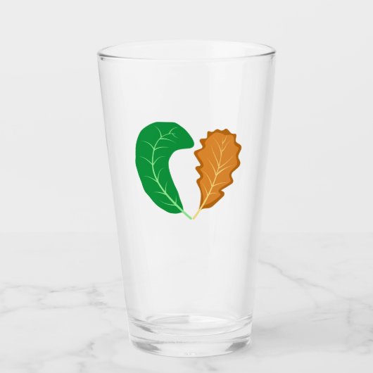 自然の心 グリーンとブラウンのリーフ タンブラーグラス (正面)