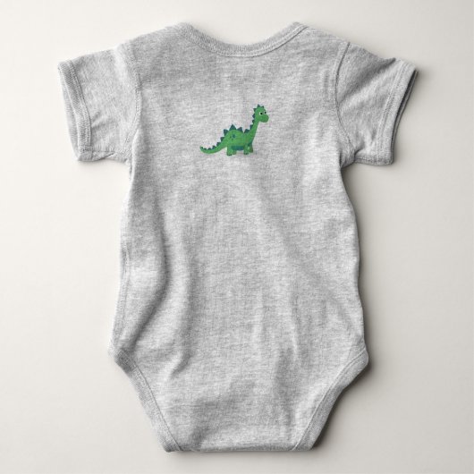 自然の恐竜のママと男の赤ちゃんの子供 ベビーボディスーツ (裏面)
