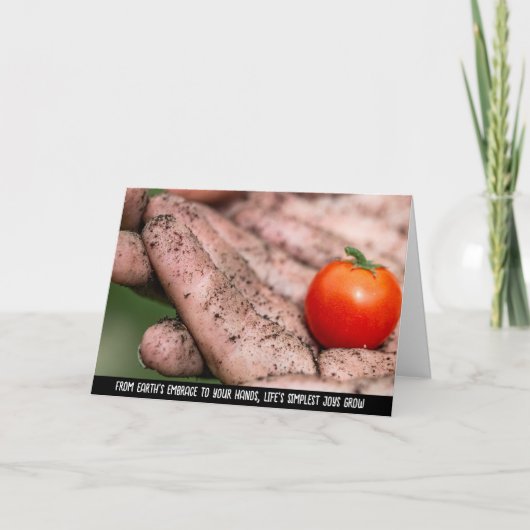 自然の恵みのエッセンス、手摘みの収穫 サンキューカード (正面)