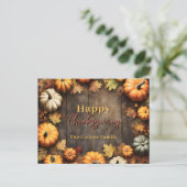 自然の恵み　秋のカボチャと葉の祝福 ポストカード (スタンド正面)