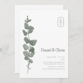 自然の恵み：緑の水の色離れの結婚の 招待状 (正面/裏面)