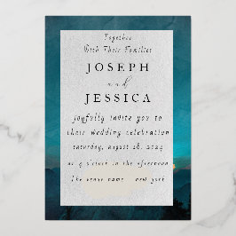 自然の情熱：水彩結婚式招待状 箔招待状