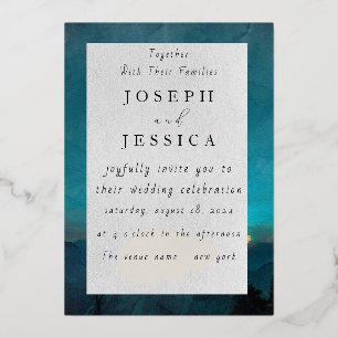 自然の情熱：水彩結婚式招待状 箔招待状