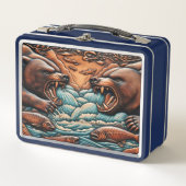 自然の戦士:急襲する急流に耐える メタルランチボックス (正面)