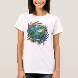 自然の抱擁する惑星地球 Tシャツ