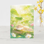 自然の抱擁におけるオッタの平和昼寝|過去記事 カード (黄色い花)