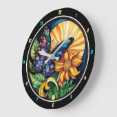 自然の抱擁» – 蝶と花 ラージ壁時計 (傾斜)
