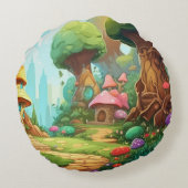 自然の抱擁：風光明媚な壮麗な丸い枕 ラウンドクッション (裏面)