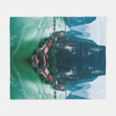 自然の抱擁 – 風光明媚な川の風景 フリースブランケット (正面(横))