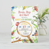 自然の昆虫 虫 誕生日招待状 招待状 (スタンド正面)