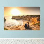 自然の景色を眺める人と犬 キャンバスプリント (インサイチュ (ウッドフロア))