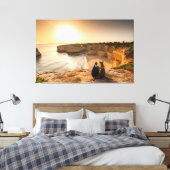 自然の景色を眺める人と犬 キャンバスプリント (インサイチュ (寝室))