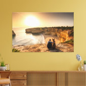自然の景色を眺める人と犬 キャンバスプリント (インサイチュ (リビング))