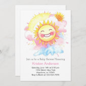 自然の暖かさとサンシャインボホガール赤ちゃんシャワー 招待状 (正面/裏面)