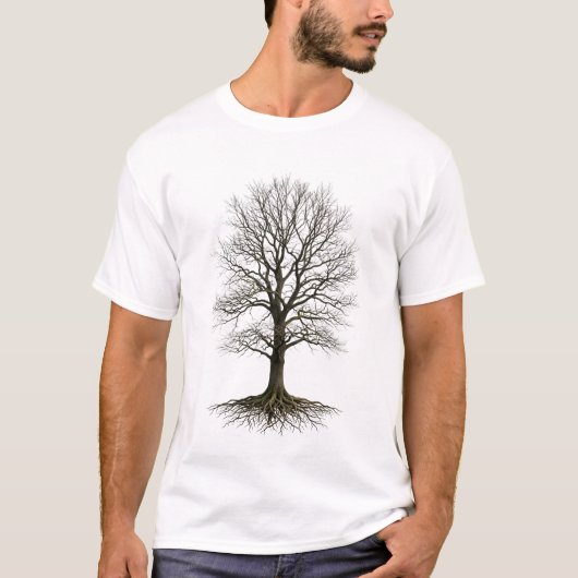 自然の木の根 生命の樹 Tシャツ (正面)