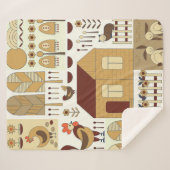 自然の柄、綿の実、園芸。フェンス、フロ シェルパブランケット (正面(横))